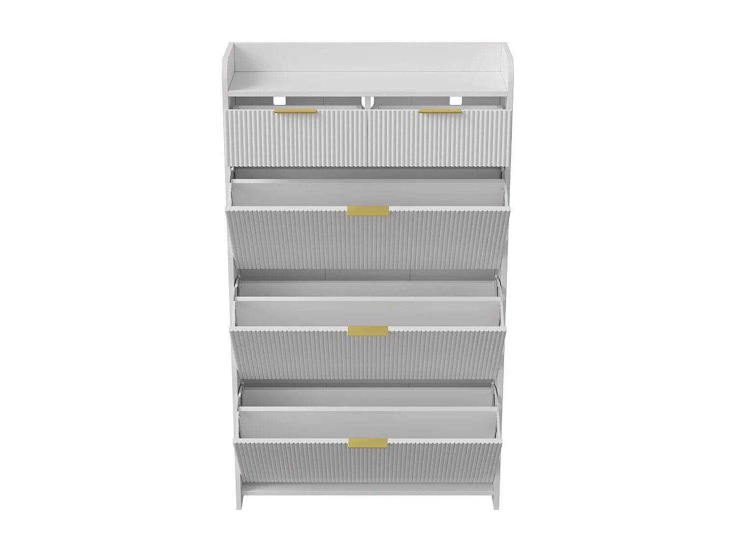Meuble à chaussures avec 3 abattants et étagère, rangement d’entrée blanc, armoire à chaussures gain de place