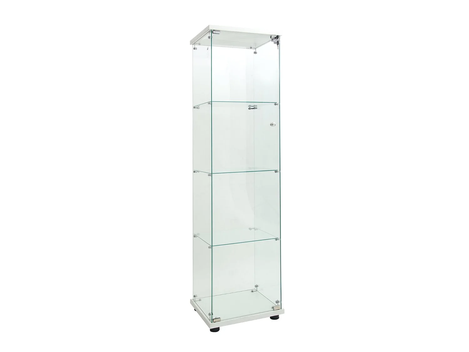 Vitrine en Verre avec LED, Armoir de Vitrine pour Collection Moderne avec 1 Portes et 4 étagères en Verre ESG, pour Le Bar, Le Salon, 166 x 45 x 15 cm, Blanc