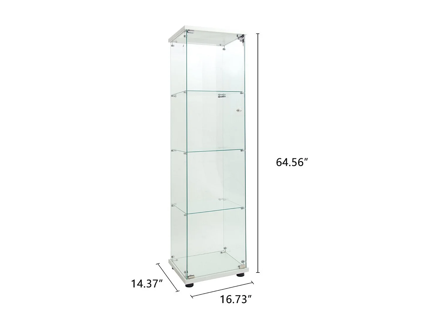 Vitrine en verre 2 portes, meuble vitrine 4 étagères, bibliothèque vitrée, armoire de présentation salon blanc