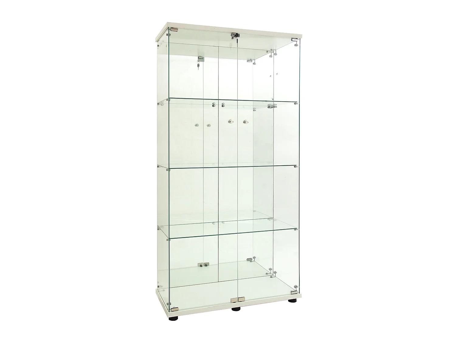 Vitrine en verre à quatre couches avec éclairage LED, double porte, vitrine sécurisée, disponible en blanc