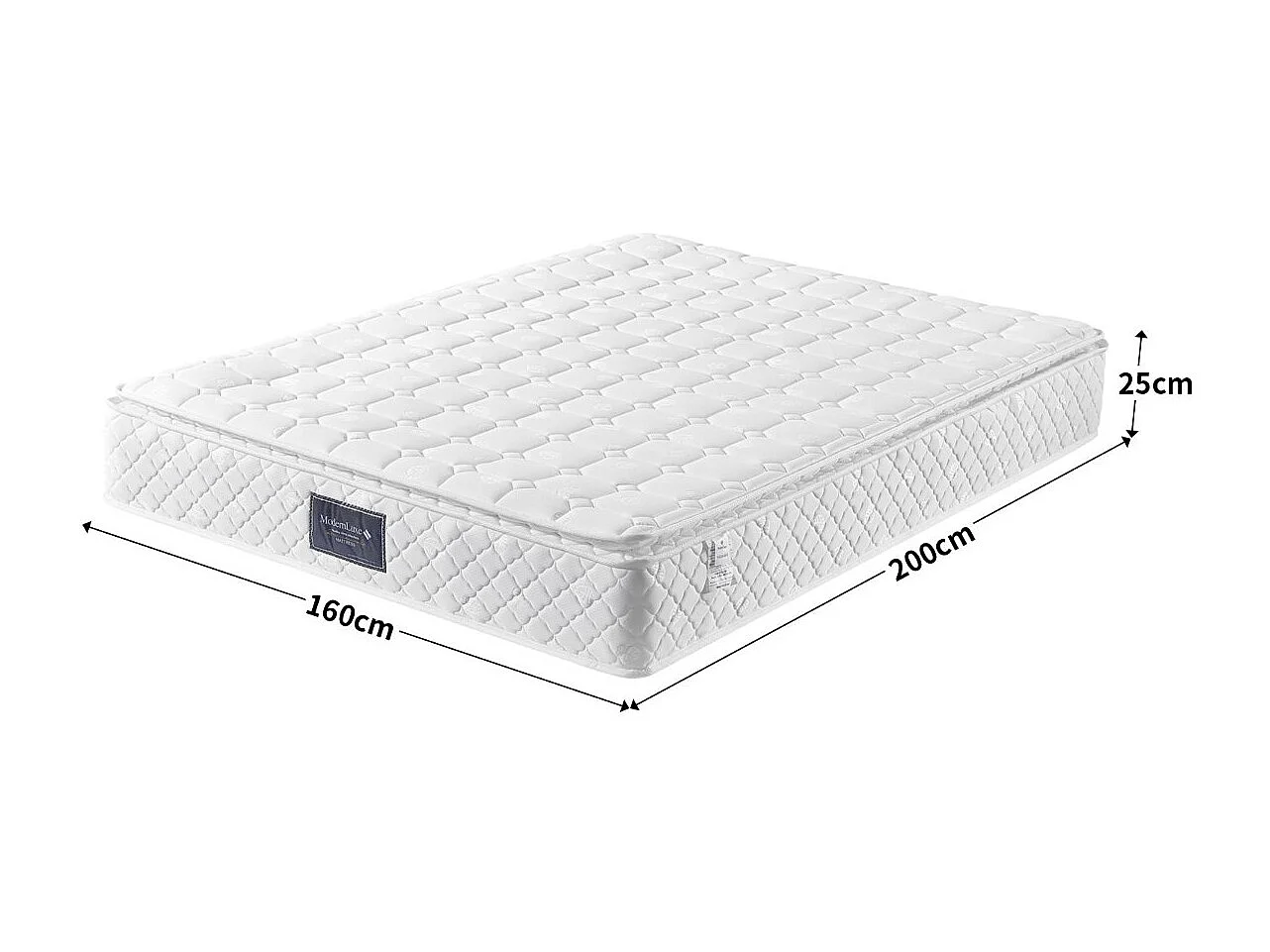 Matelas à ressorts 160x200, épaisseur 25 cm, soutien ferme, matelas respirant