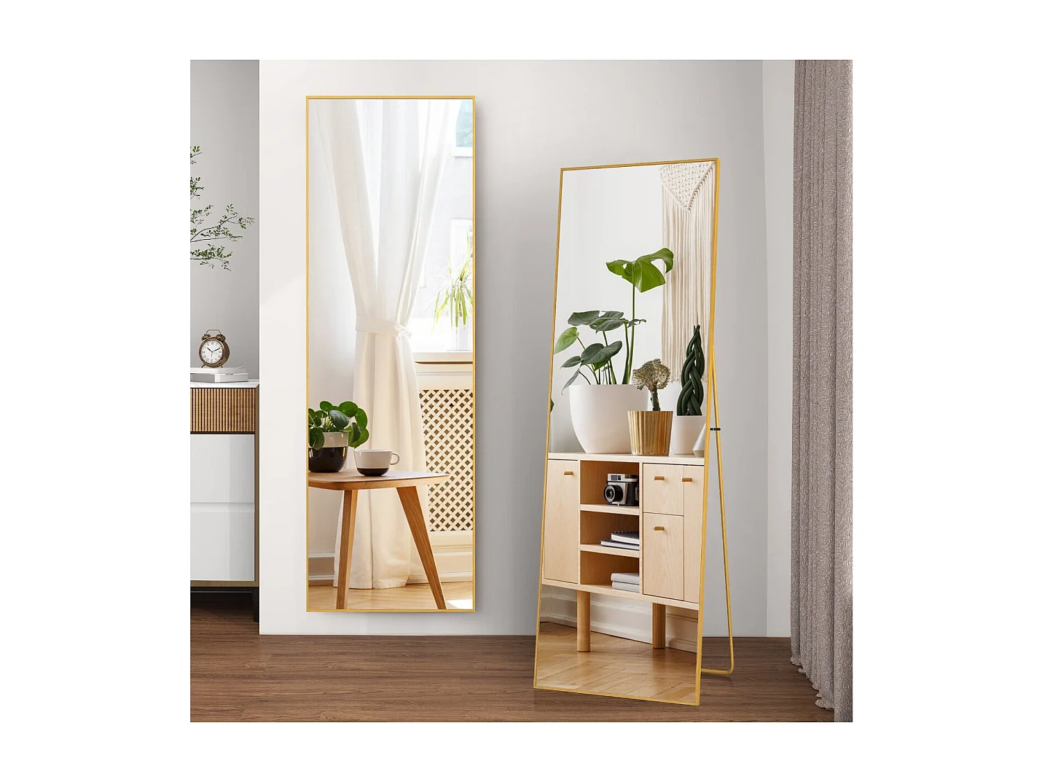 Miroir debout rectangulaire 177×77 cm avec cadre Doré – Design minimaliste et moderne