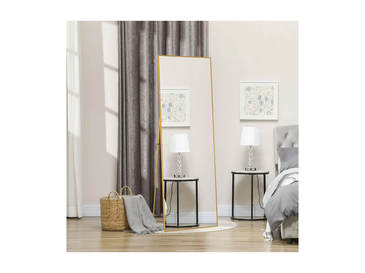 Miroir debout rectangulaire 177×77 cm avec cadre Doré – Design minimaliste et moderne