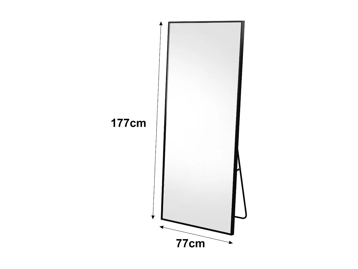Miroir debout rectangulaire 177×77 cm avec cadre noir – Design minimaliste et moderne
