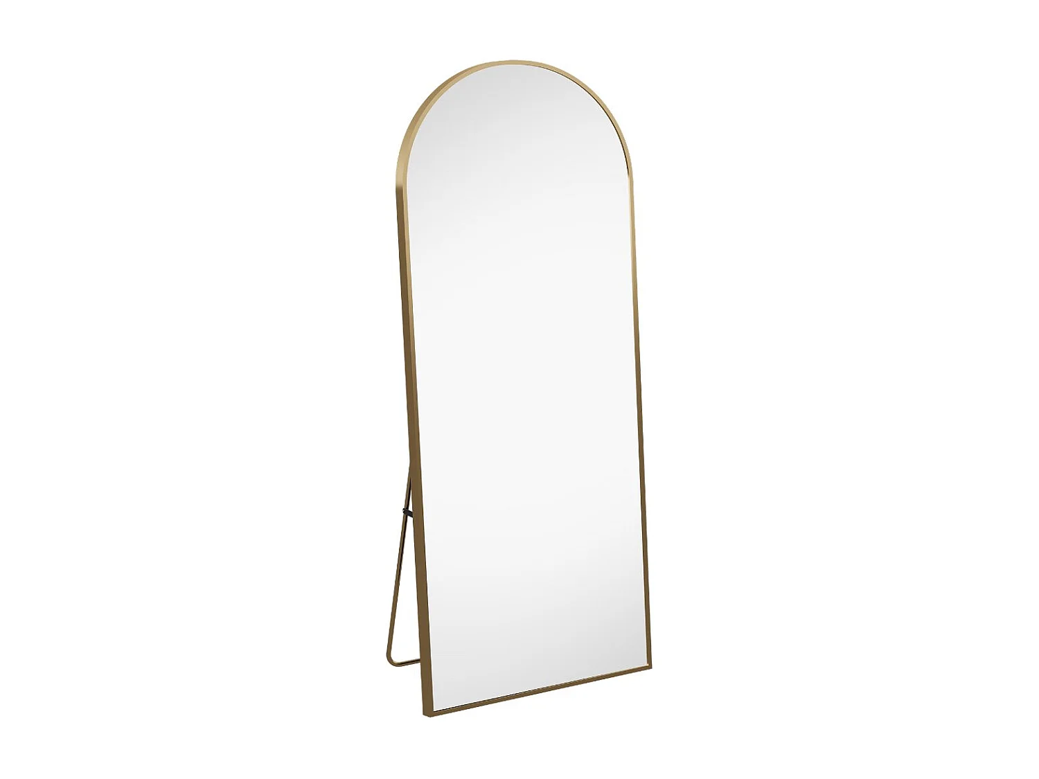 Miroir sur pied incurvé doré 164 x  54 cm - cadre doré- verre trempé - grand miroir plein pied