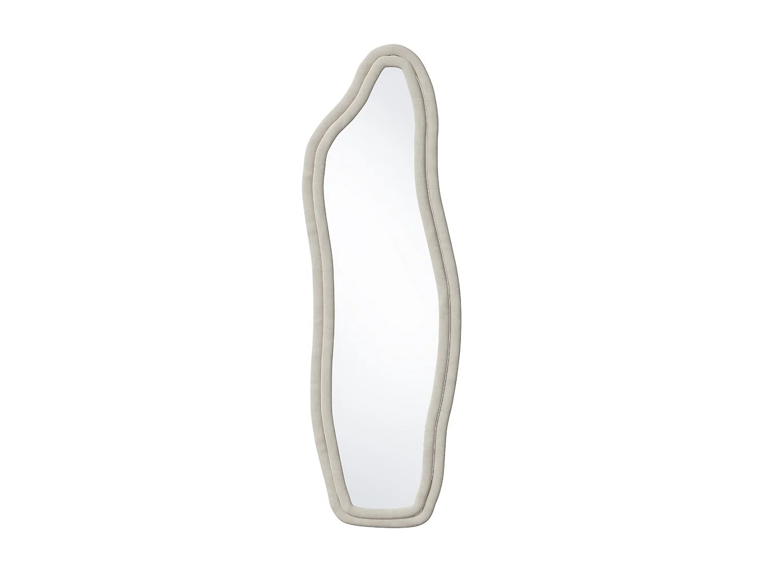 Miroir irrégulier 140×45 cm avec cadre en velours Blanc – Design moderne, verre trempé HD