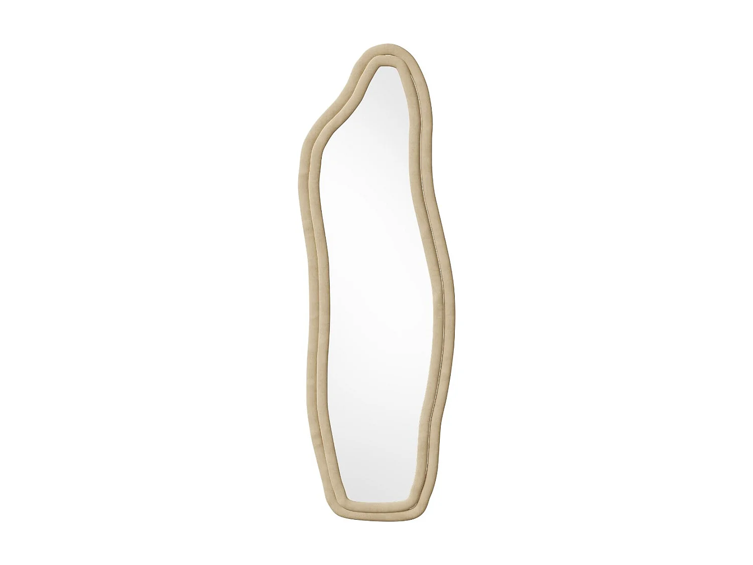 Miroir irrégulier 140×45 cm avec cadre en velours Jaune – Design moderne, verre trempé HD