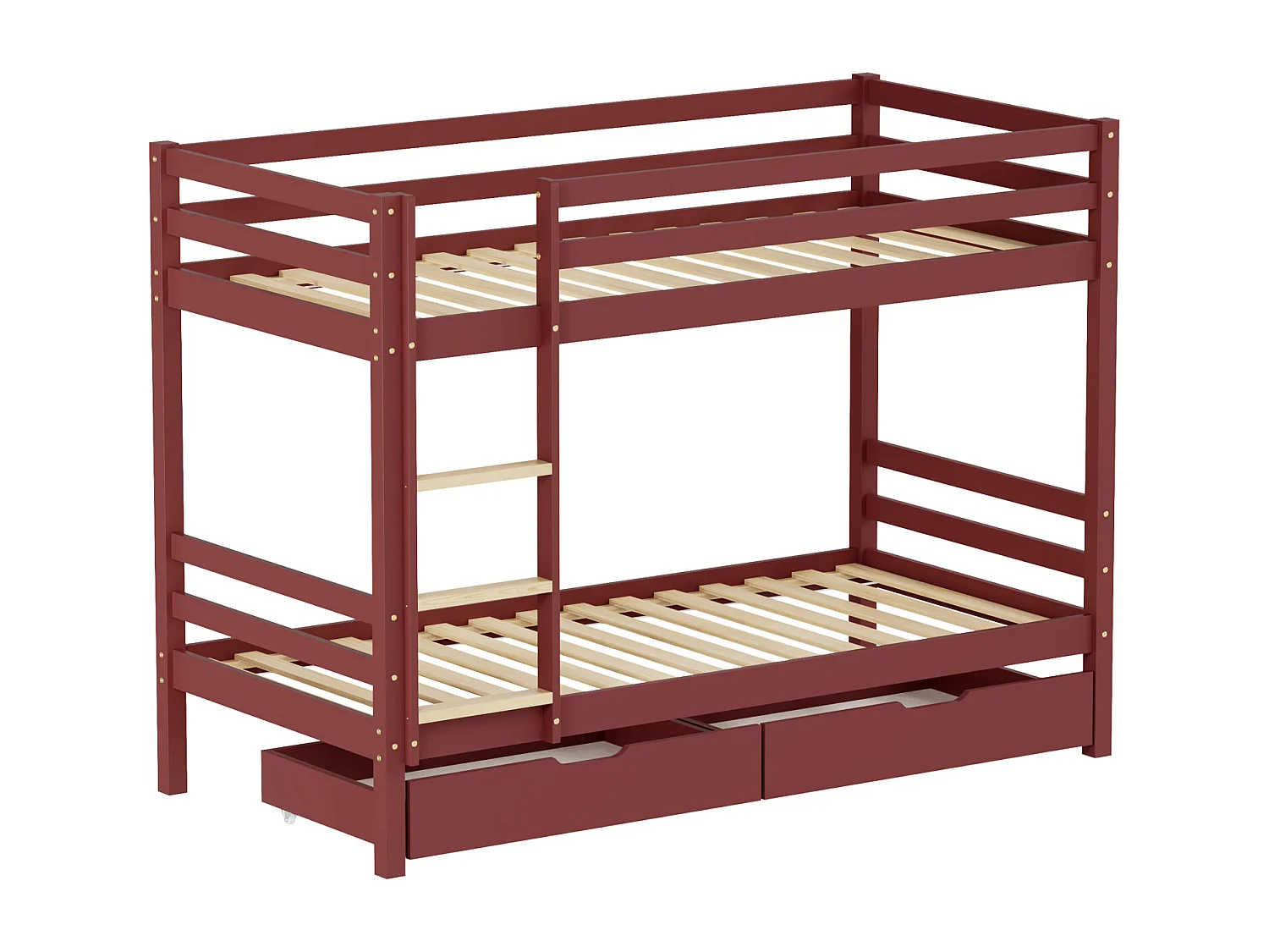 Lits superposés pour enfants 190x90cm terracotta avec tiroirs AMBRE