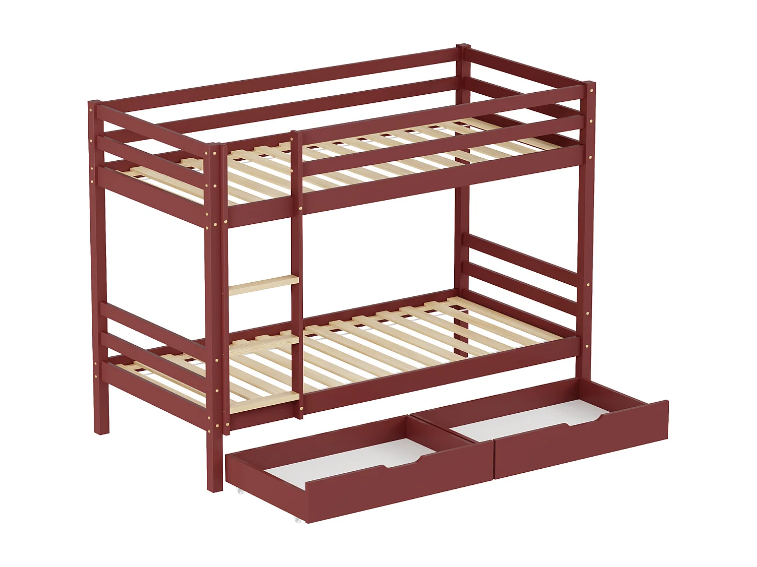 Lits superposés pour enfants 190x90cm terracotta avec tiroirs AMBRE