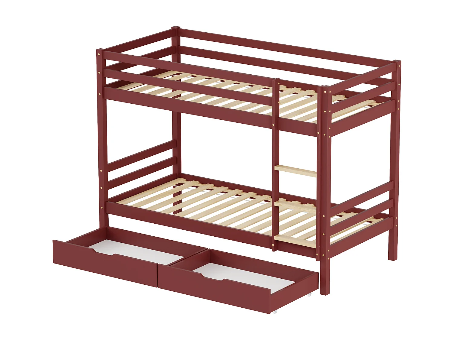 Lits superposés pour enfants 190x90cm terracotta avec tiroirs AMBRE