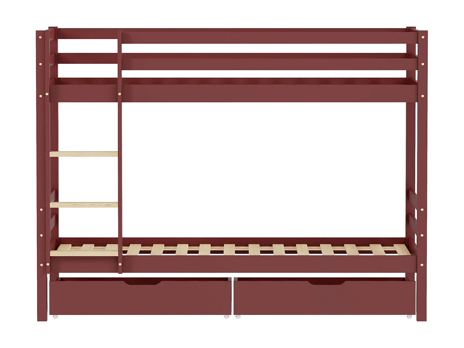 Lits superposés pour enfants 190x90cm terracotta avec tiroirs AMBRE