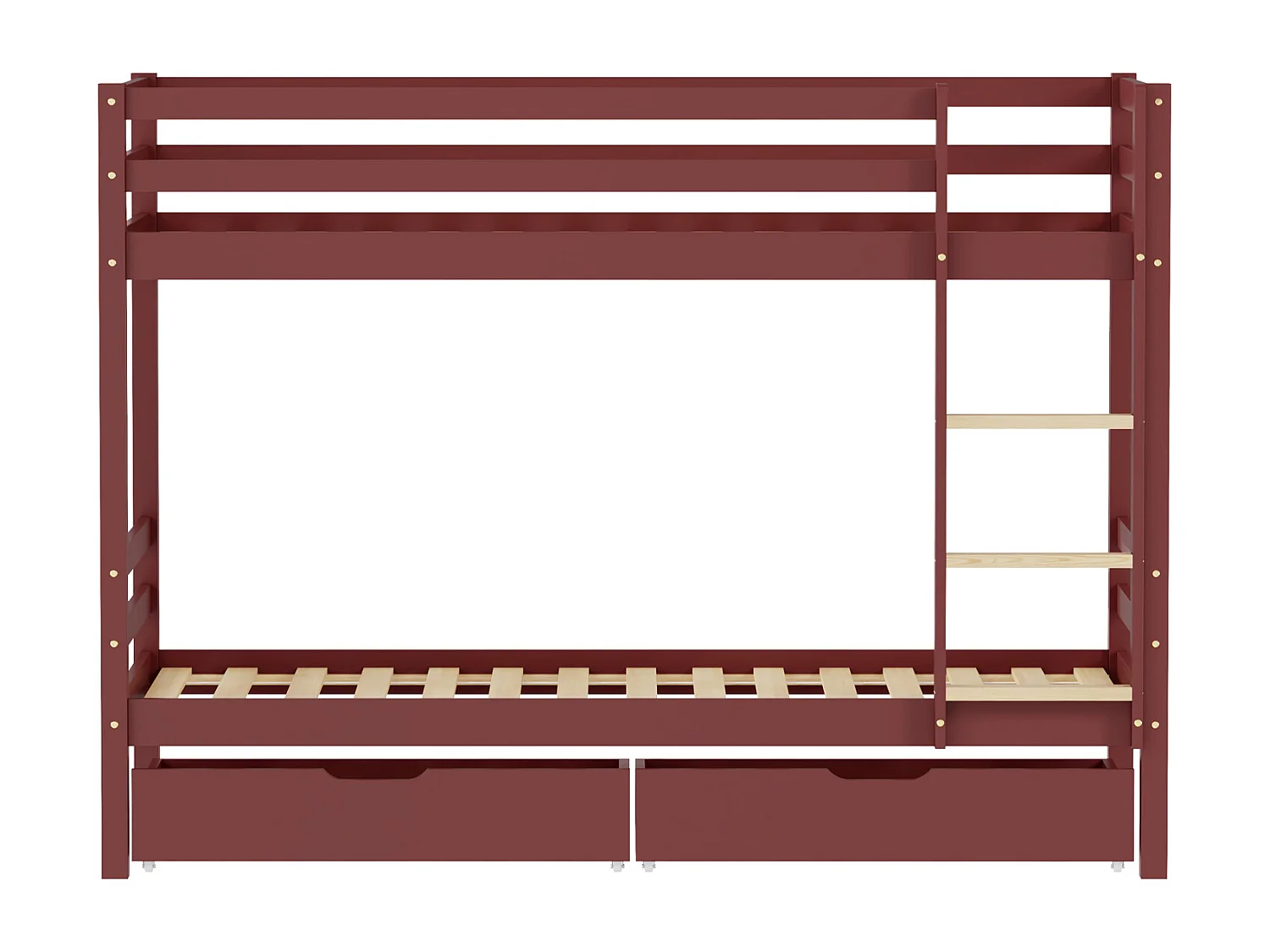 Lits superposés pour enfants 190x90cm terracotta avec tiroirs AMBRE
