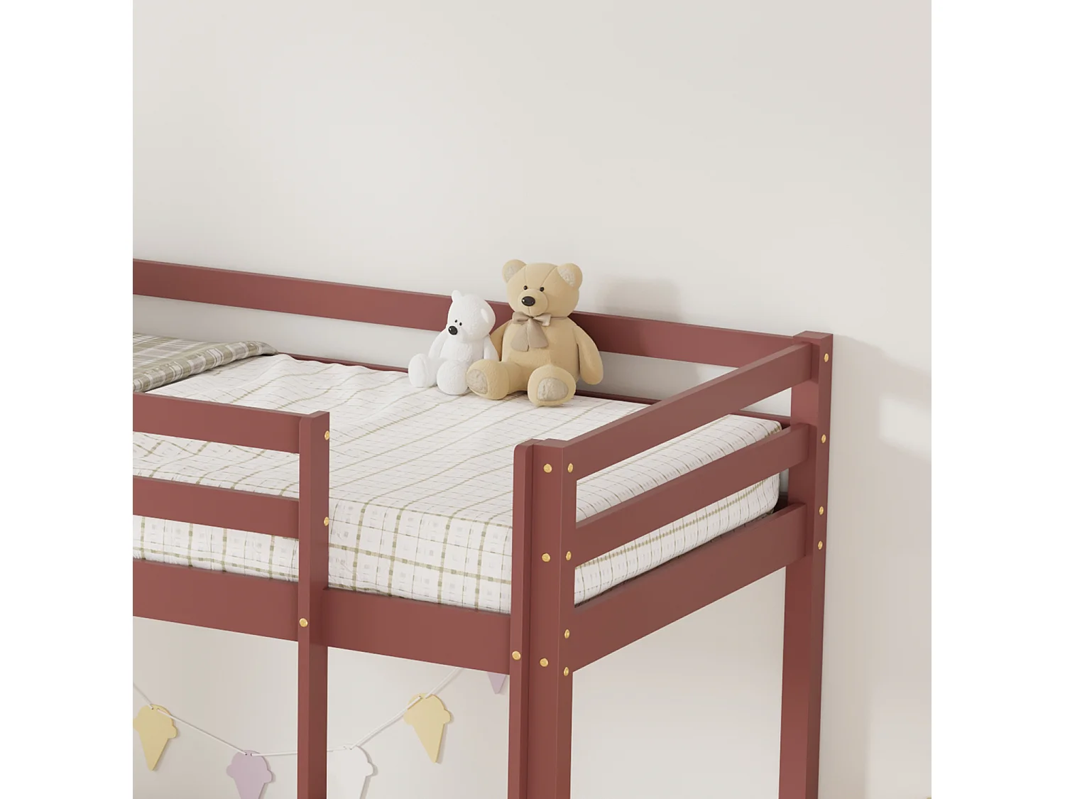 Lits superposés pour enfants 190x90cm terracotta avec tiroirs AMBRE