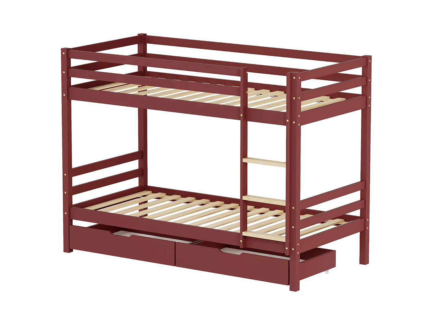 Lits superposés pour enfants 190x90cm terracotta avec tiroirs AMBRE