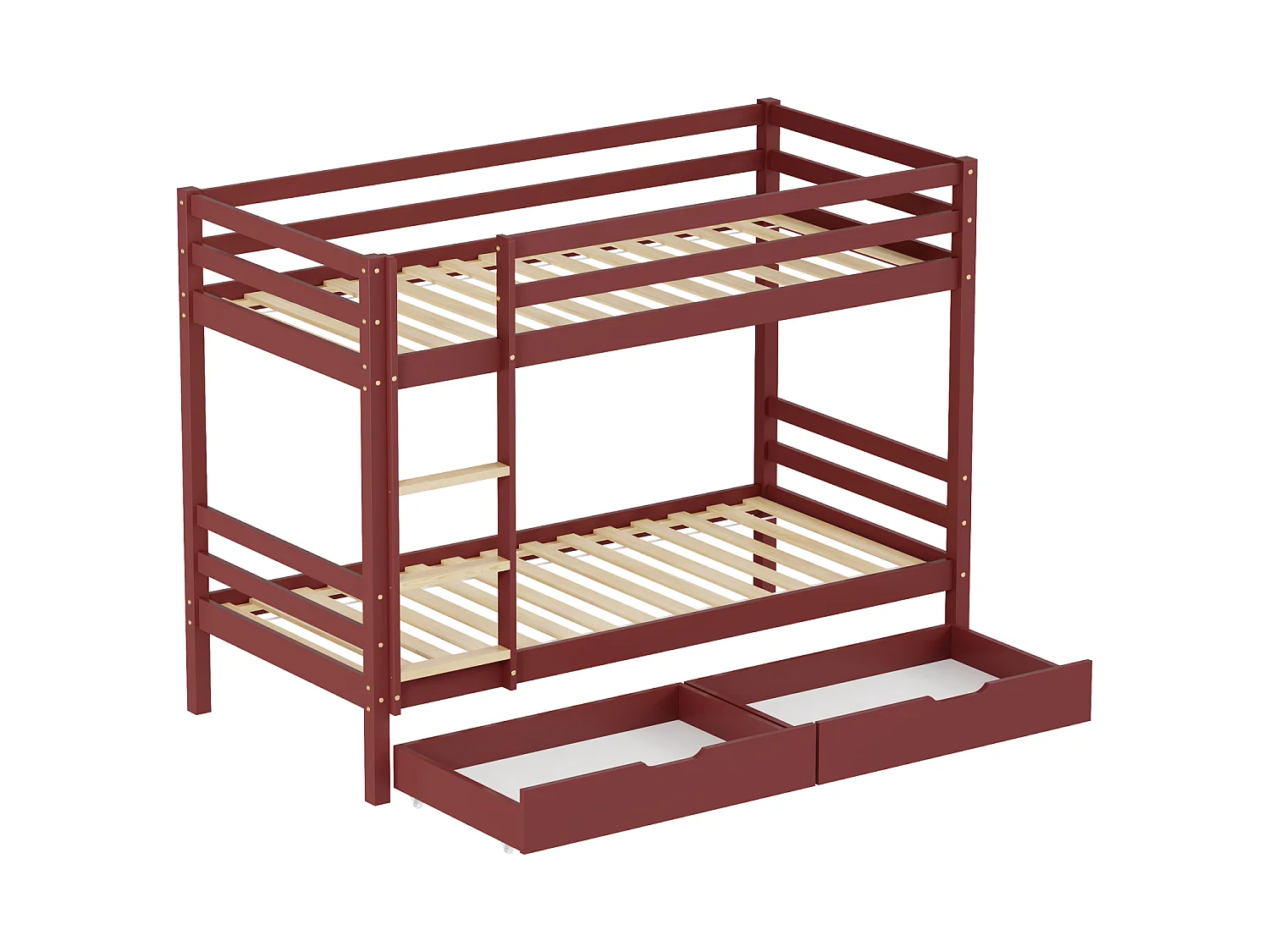 Lits superposés pour enfants 190x90cm terracotta avec tiroirs AMBRE