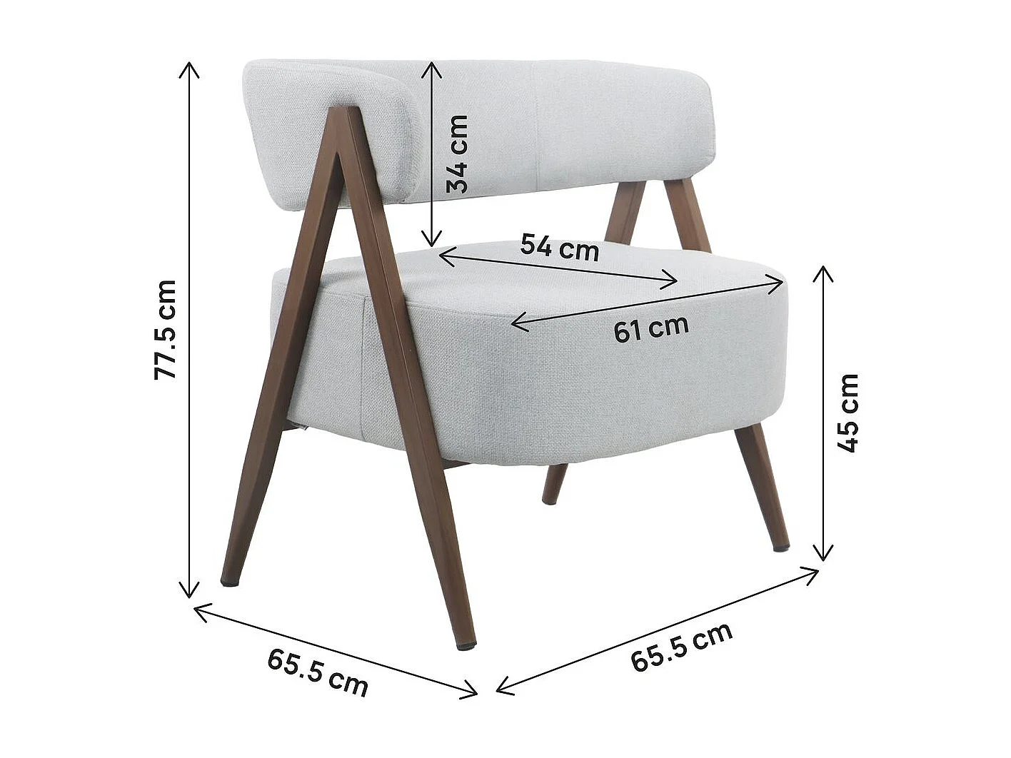 Fauteuil avec structure imitation bois "Astra" - Gris clair