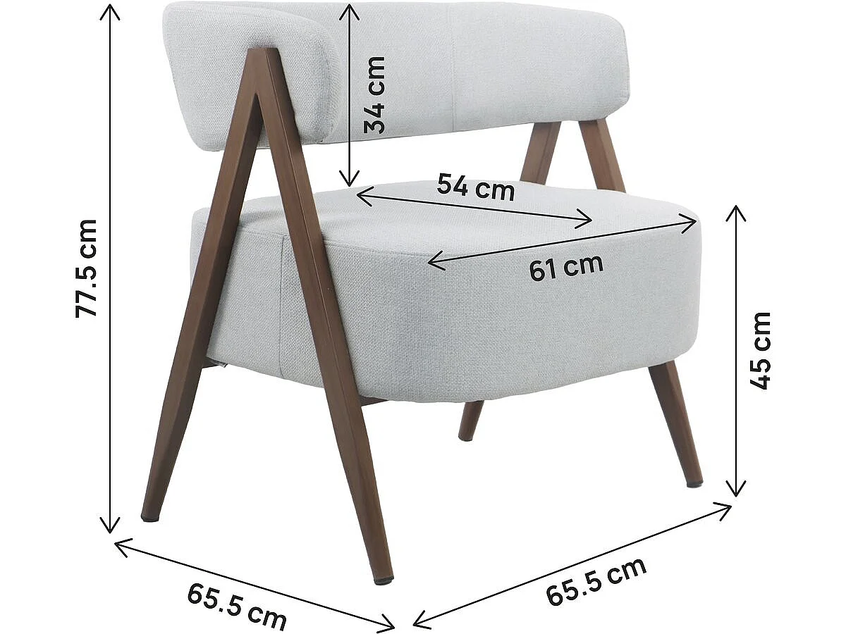 Fauteuil avec structure imitation bois "Astra" - Gris clair
