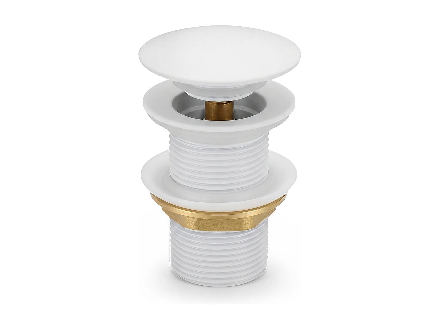 Bonde lavabo Clic Clac sans trop plein acier inoxydable Blanc
