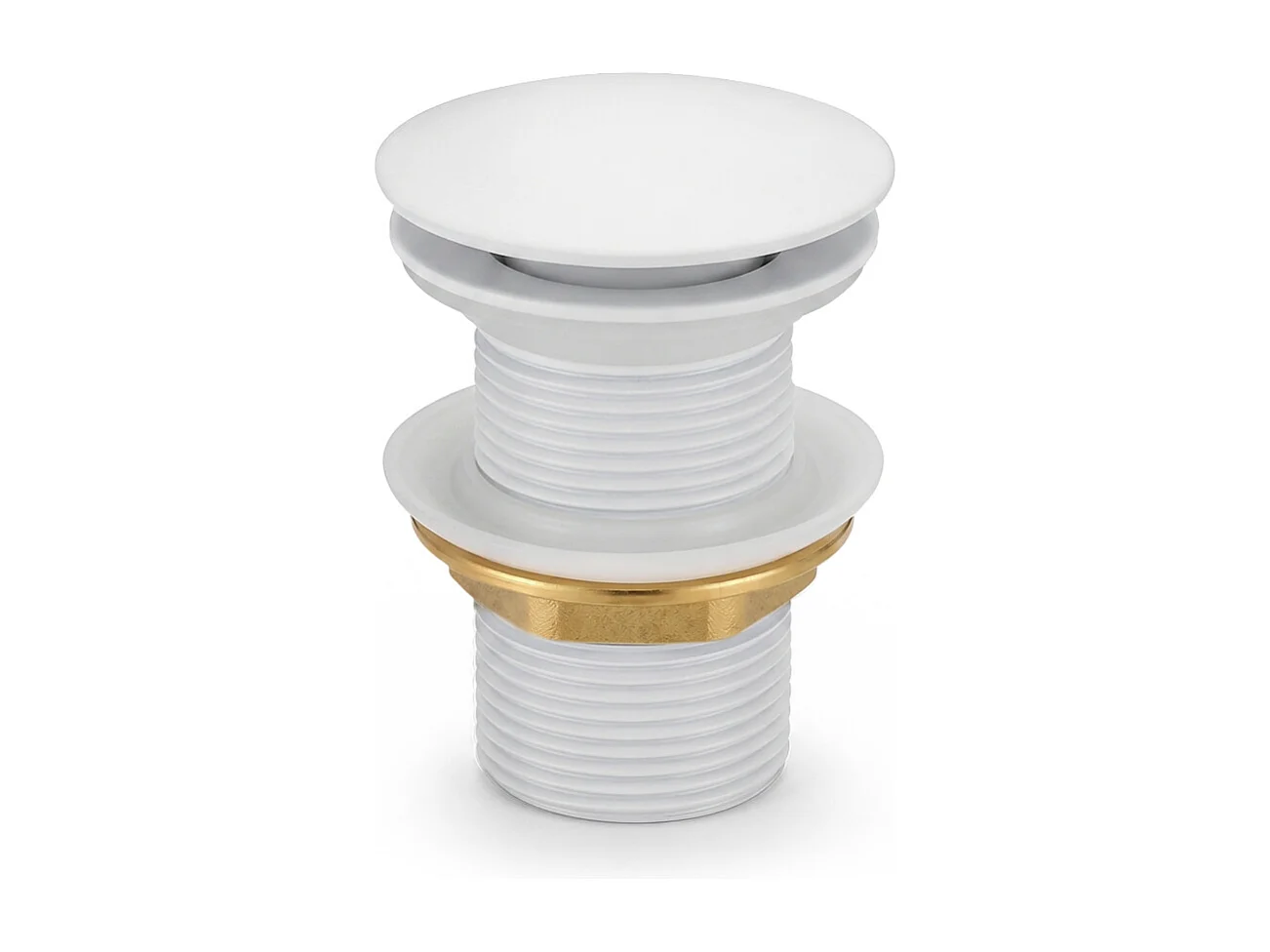 Bonde lavabo Clic Clac sans trop plein acier inoxydable Blanc