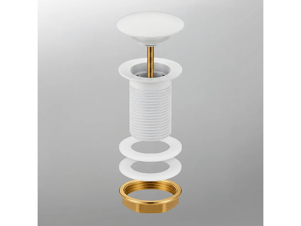 Bonde lavabo Clic Clac sans trop plein acier inoxydable Blanc