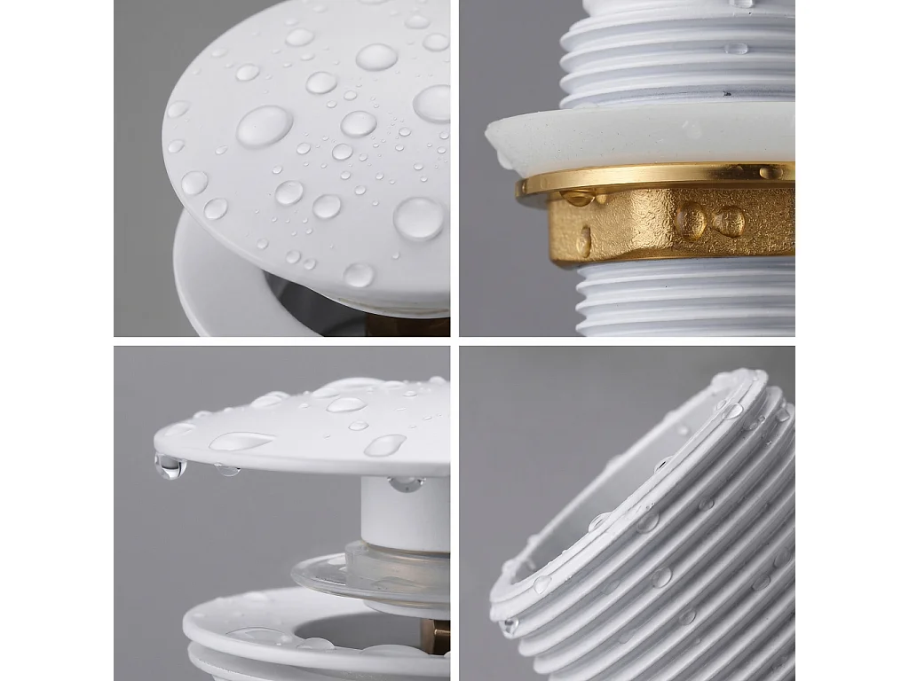 Bonde lavabo Clic Clac sans trop plein acier inoxydable Blanc