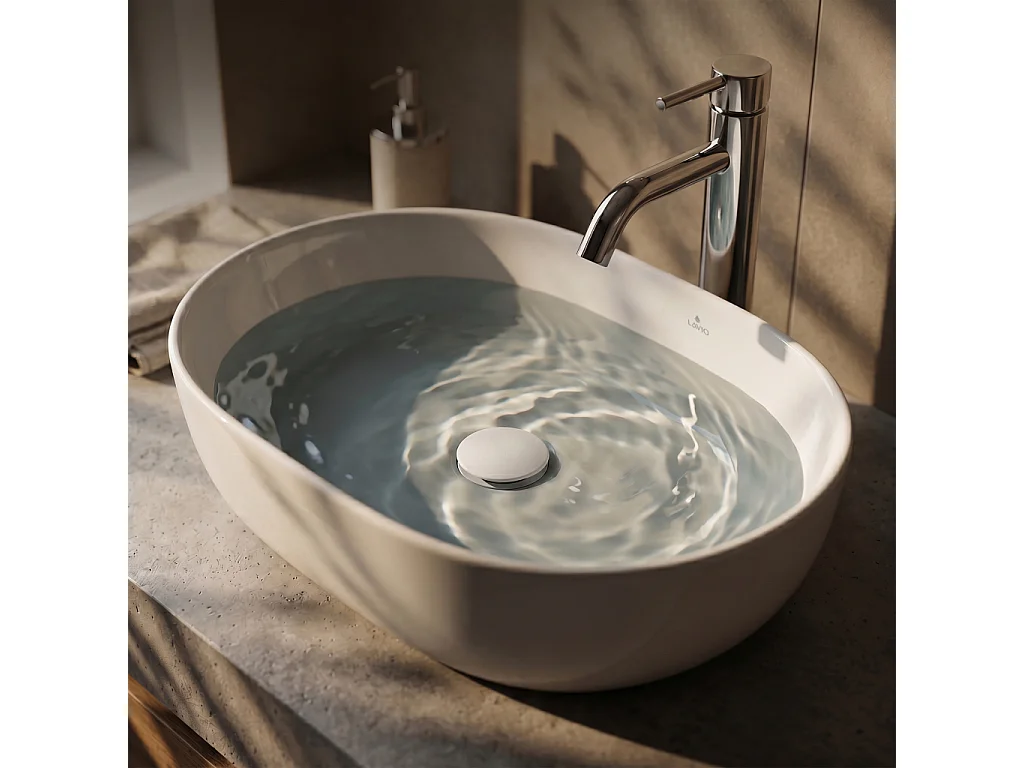 Bonde lavabo Clic Clac sans trop plein acier inoxydable Blanc