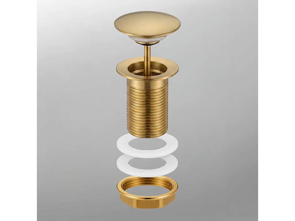 Bonde lavabo Clic Clac sans trop plein acier inoxydable Or