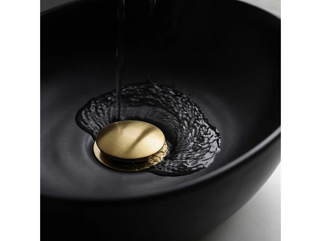 Bonde lavabo Clic Clac sans trop plein acier inoxydable Or