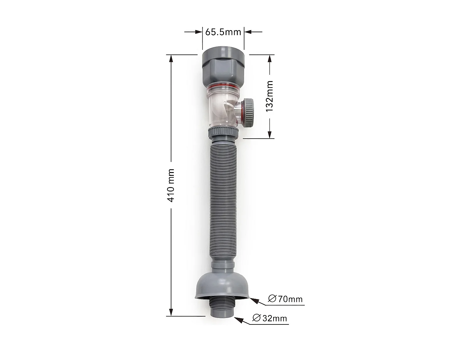 Siphon lavabo flexible extensible gain de place Gris