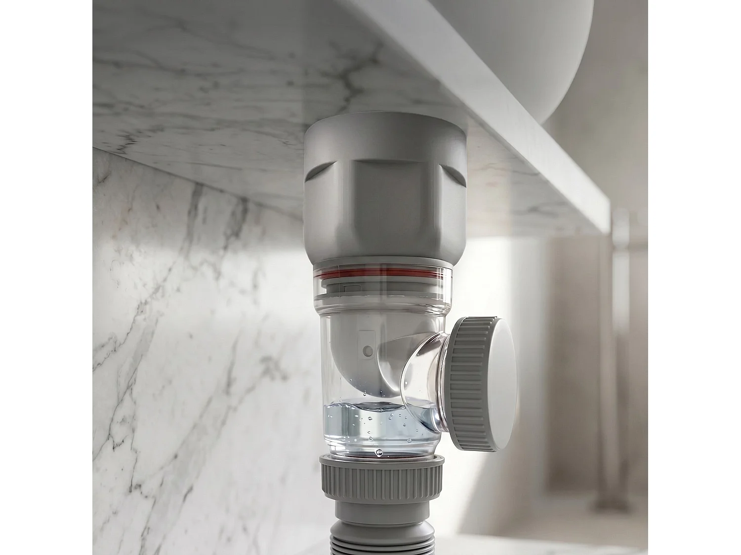Siphon lavabo flexible extensible gain de place Gris