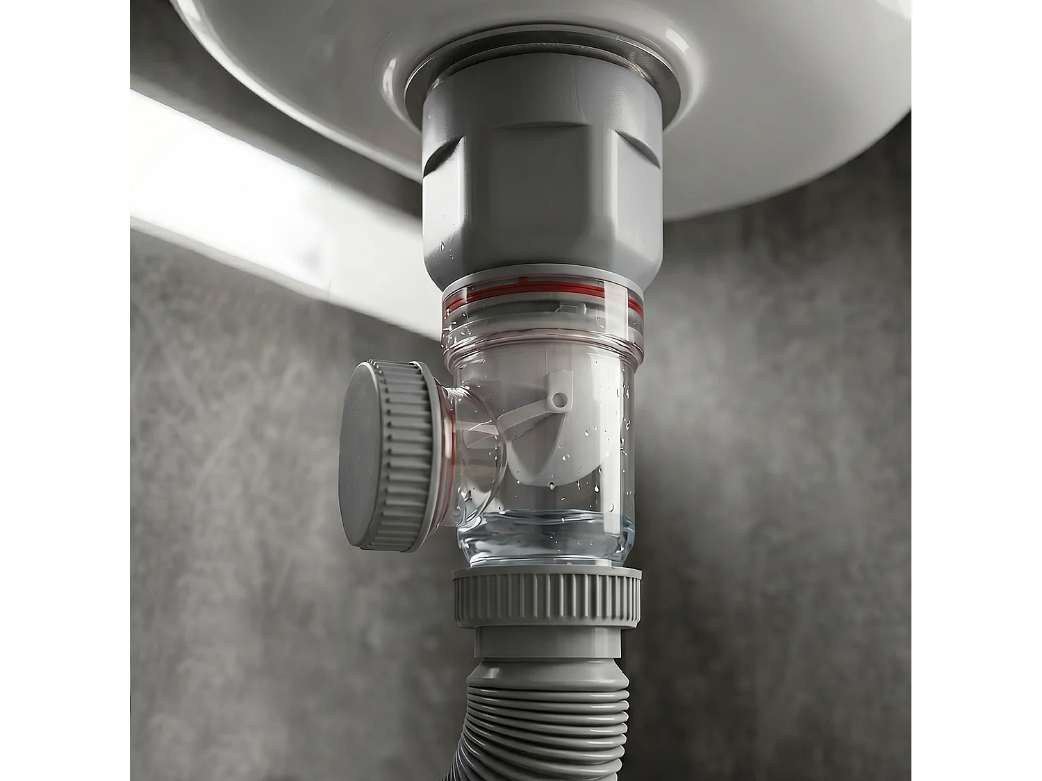 Siphon lavabo flexible extensible gain de place Gris