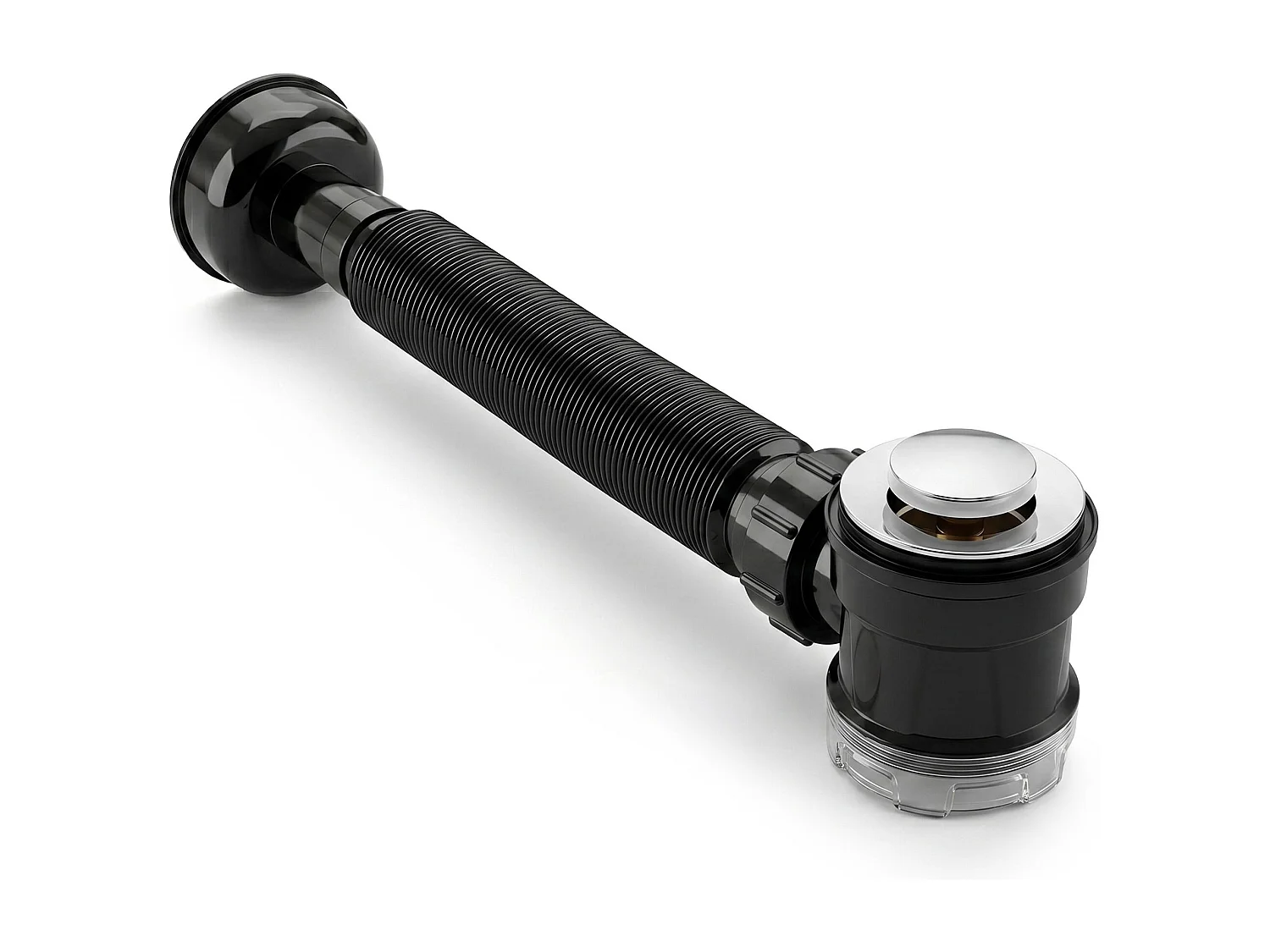 Ensemble Siphon gain de place flexible et Bonde lavabo Clic Clac Chromé