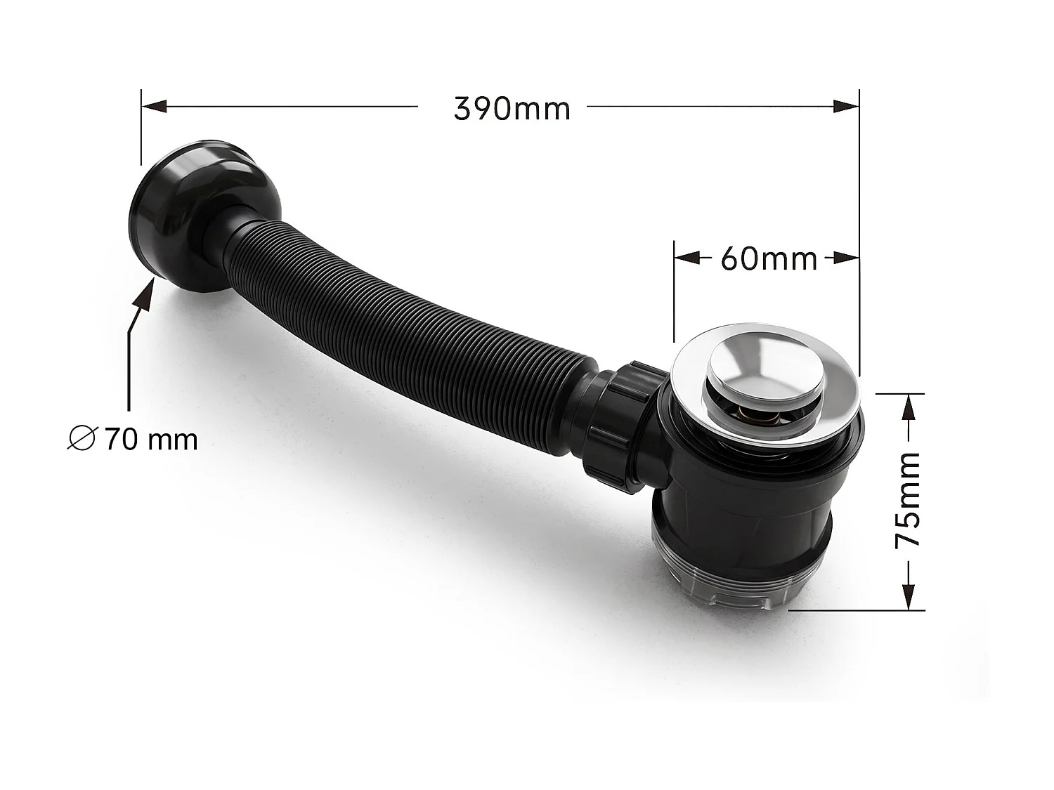 Ensemble Siphon gain de place flexible et Bonde lavabo Clic Clac Chromé
