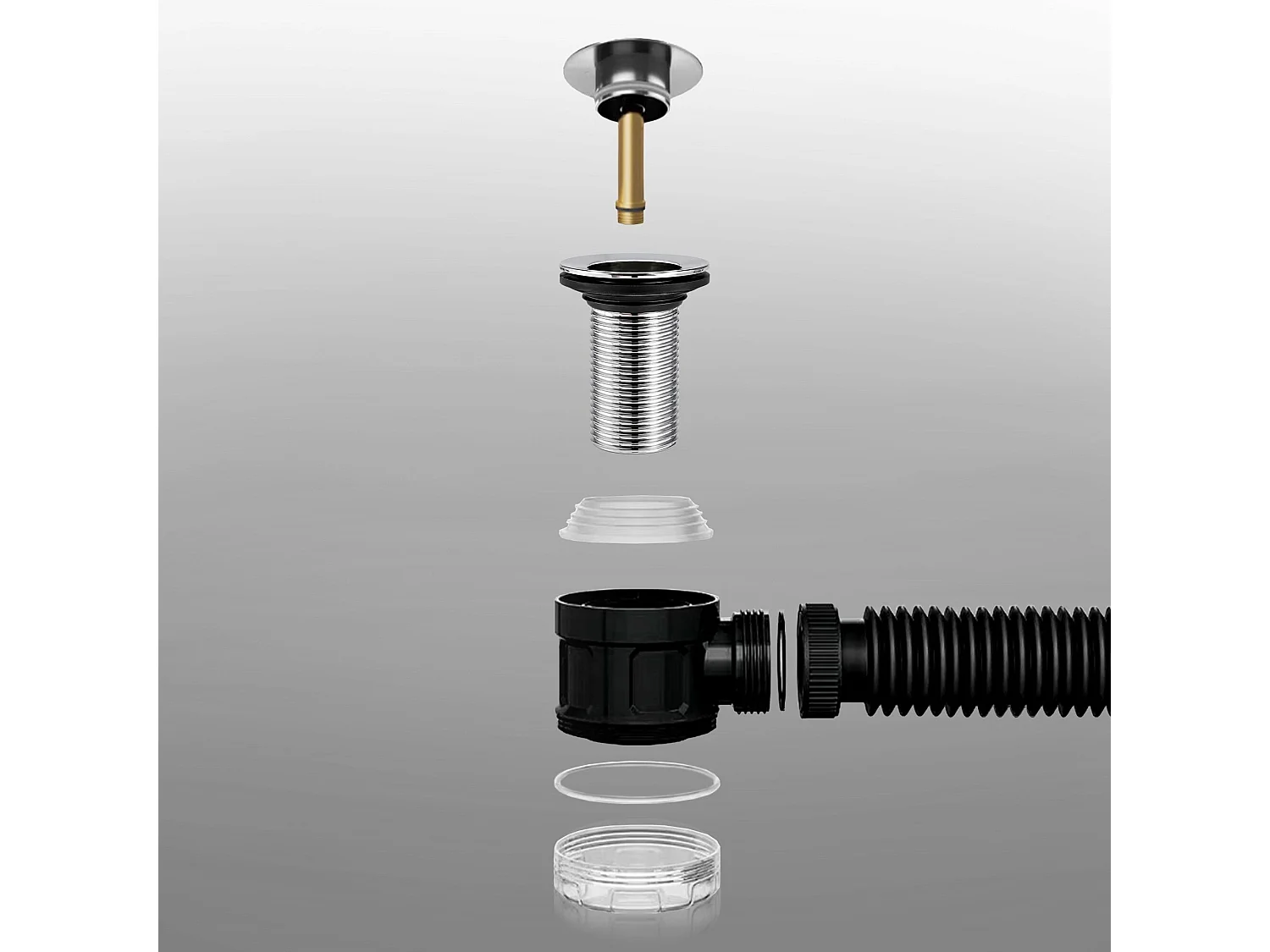 Ensemble Siphon gain de place flexible et Bonde lavabo Clic Clac Chromé