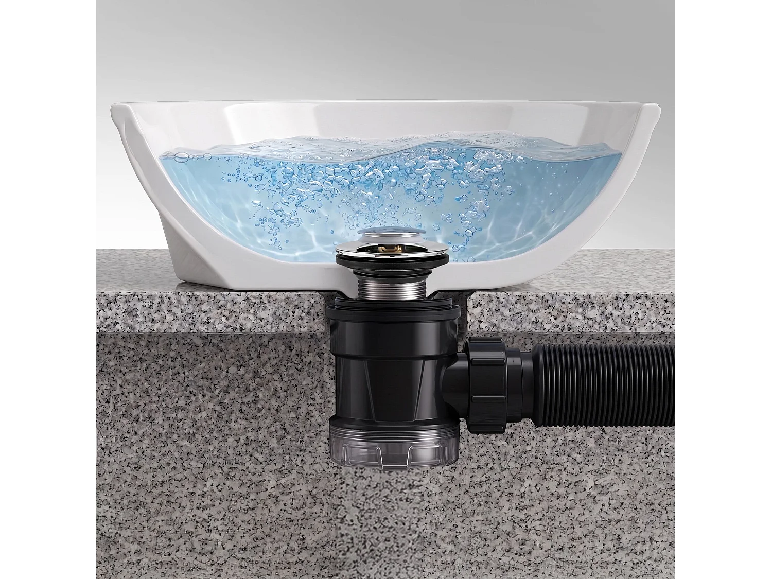 Ensemble Siphon gain de place flexible et Bonde lavabo Clic Clac Chromé