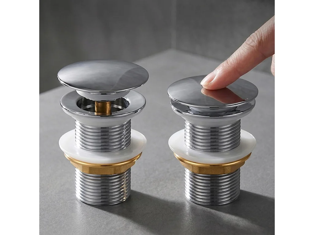 Bonde lavabo Clic Clac sans trop plein acier inoxydable Chrome