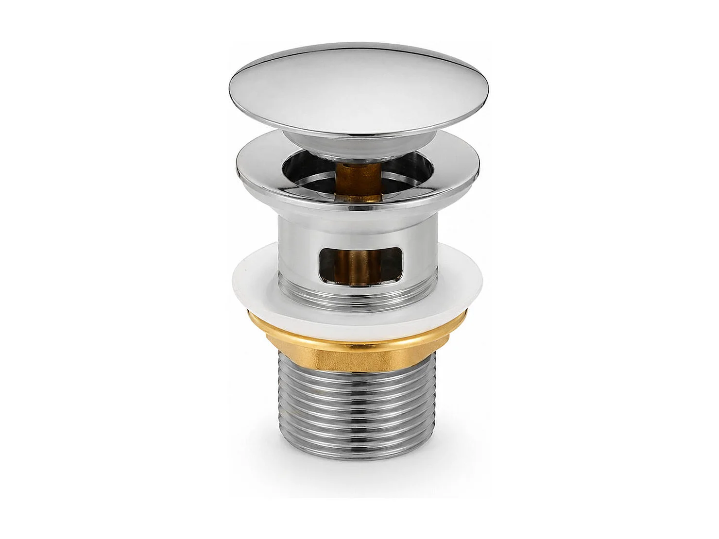 Bonde lavabo Clic Clac avec trop plein acier inoxydable Chrome
