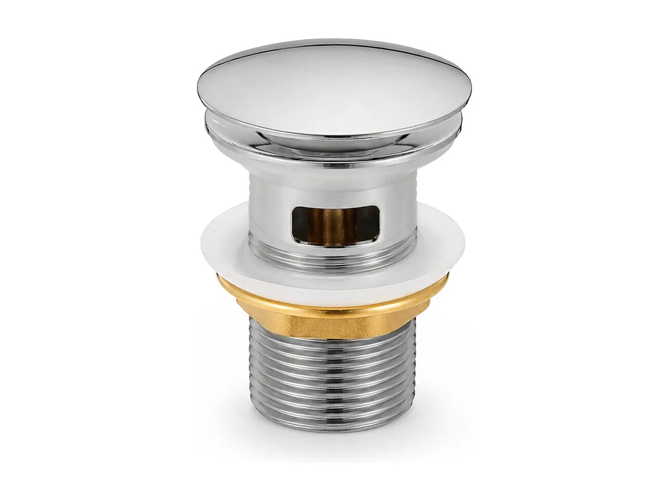 Bonde lavabo Clic Clac avec trop plein acier inoxydable Chrome