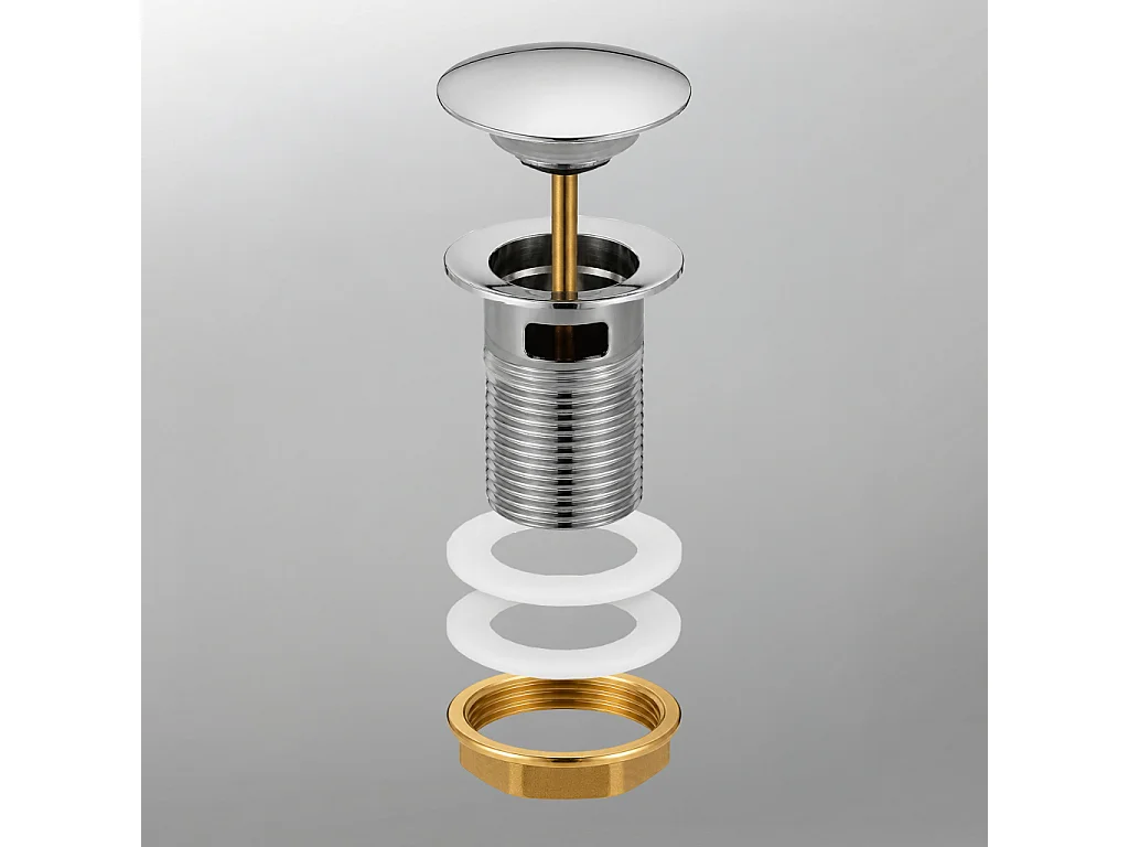 Bonde lavabo Clic Clac avec trop plein acier inoxydable Chrome