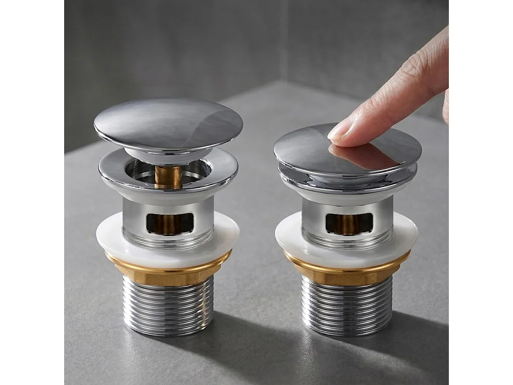 Bonde lavabo Clic Clac avec trop plein acier inoxydable Chrome