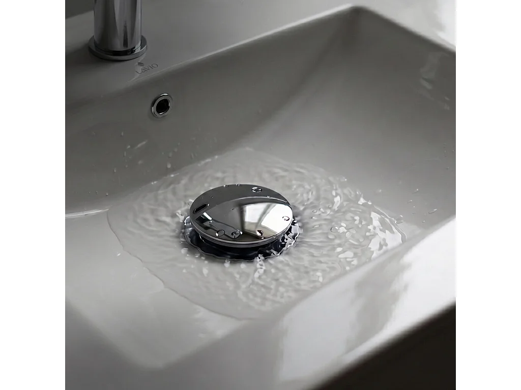 Bonde lavabo Clic Clac avec trop plein acier inoxydable Chrome