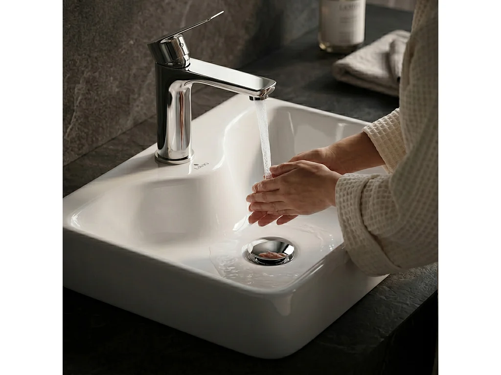 Bonde lavabo Clic Clac avec trop plein acier inoxydable Chrome