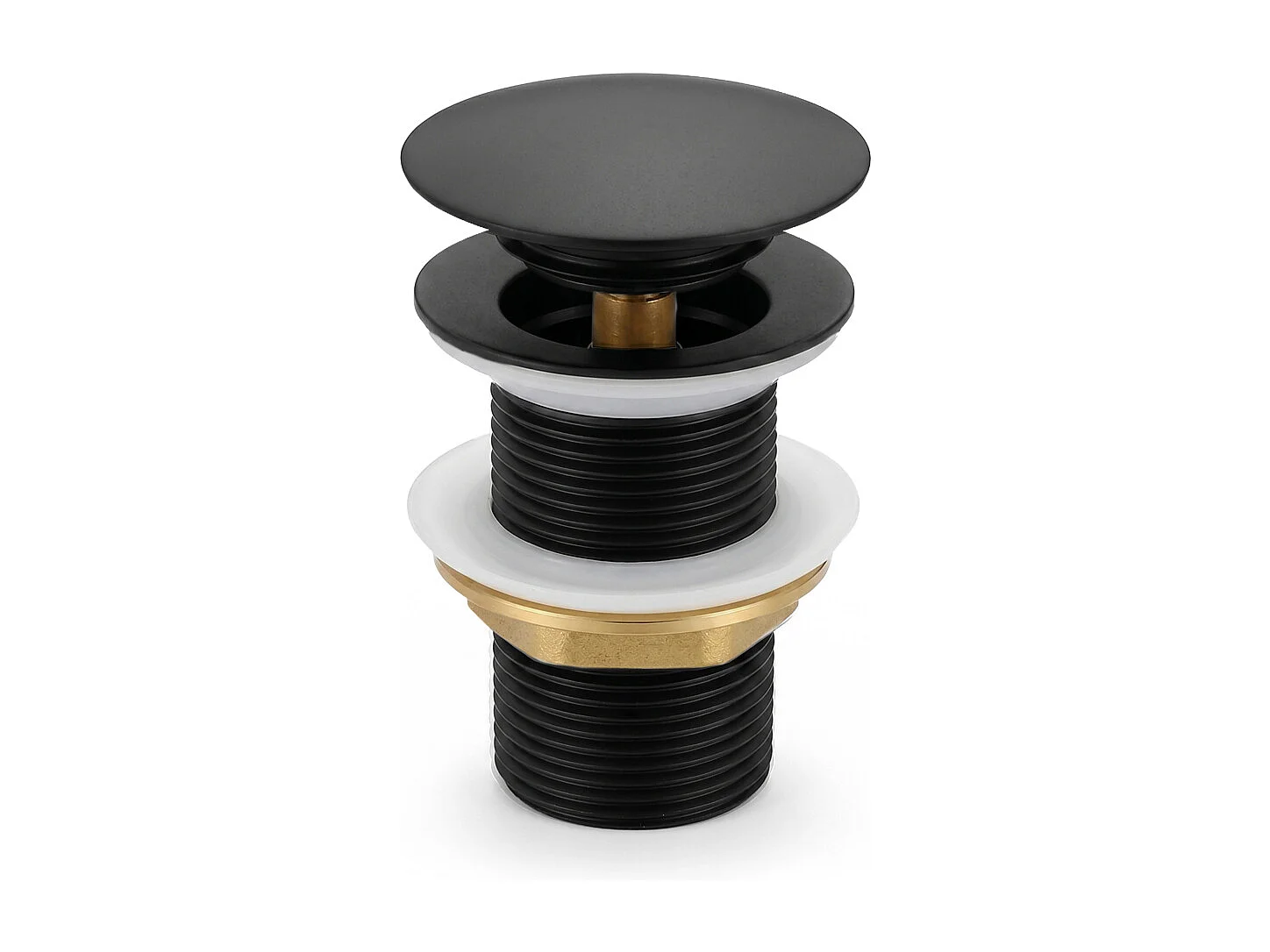 Bonde lavabo Clic Clac sans trop plein acier inoxydable Noir