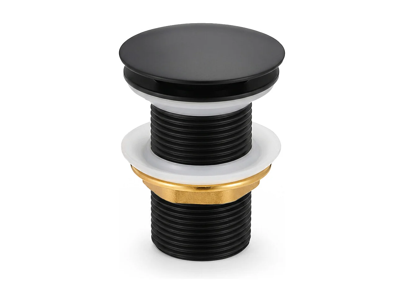 Bonde lavabo Clic Clac sans trop plein acier inoxydable Noir