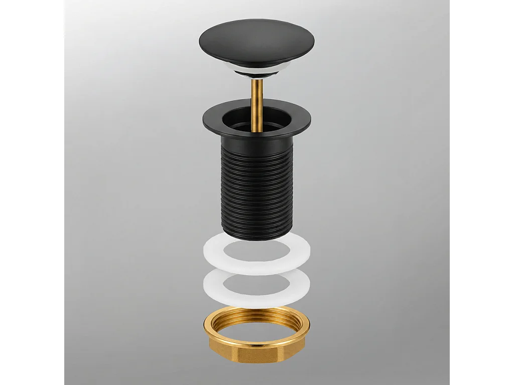 Bonde lavabo Clic Clac sans trop plein acier inoxydable Noir