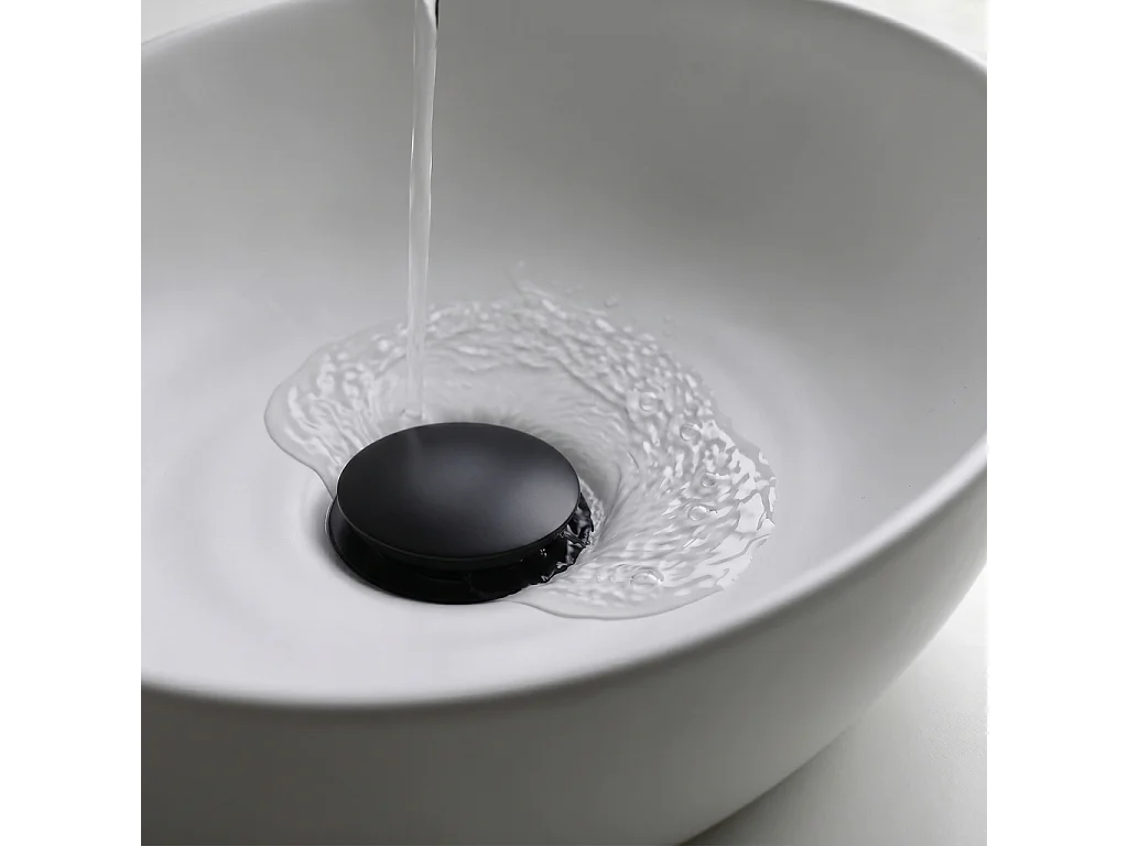 Bonde lavabo Clic Clac sans trop plein acier inoxydable Noir
