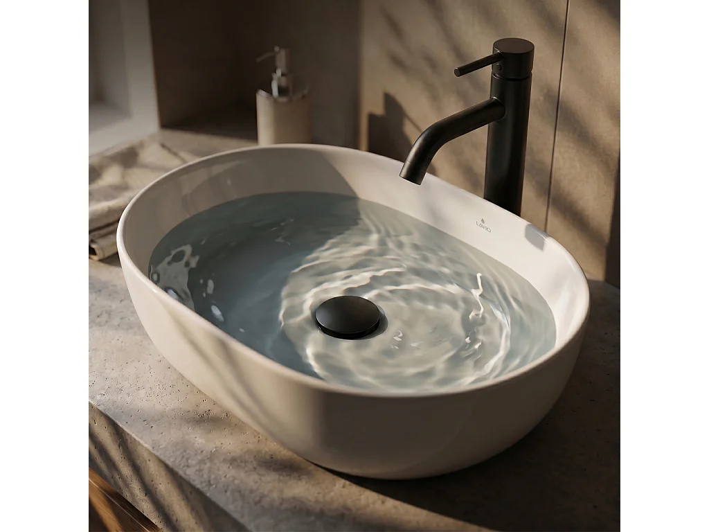 Bonde lavabo Clic Clac sans trop plein acier inoxydable Noir