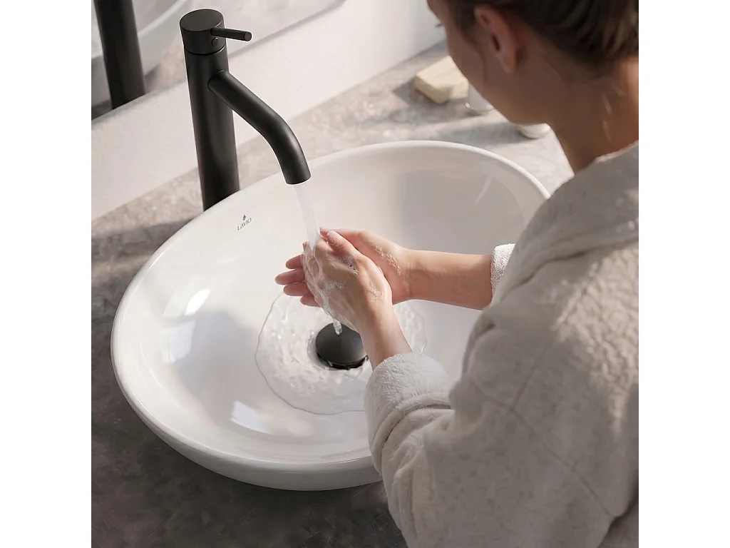 Bonde lavabo Clic Clac sans trop plein acier inoxydable Noir