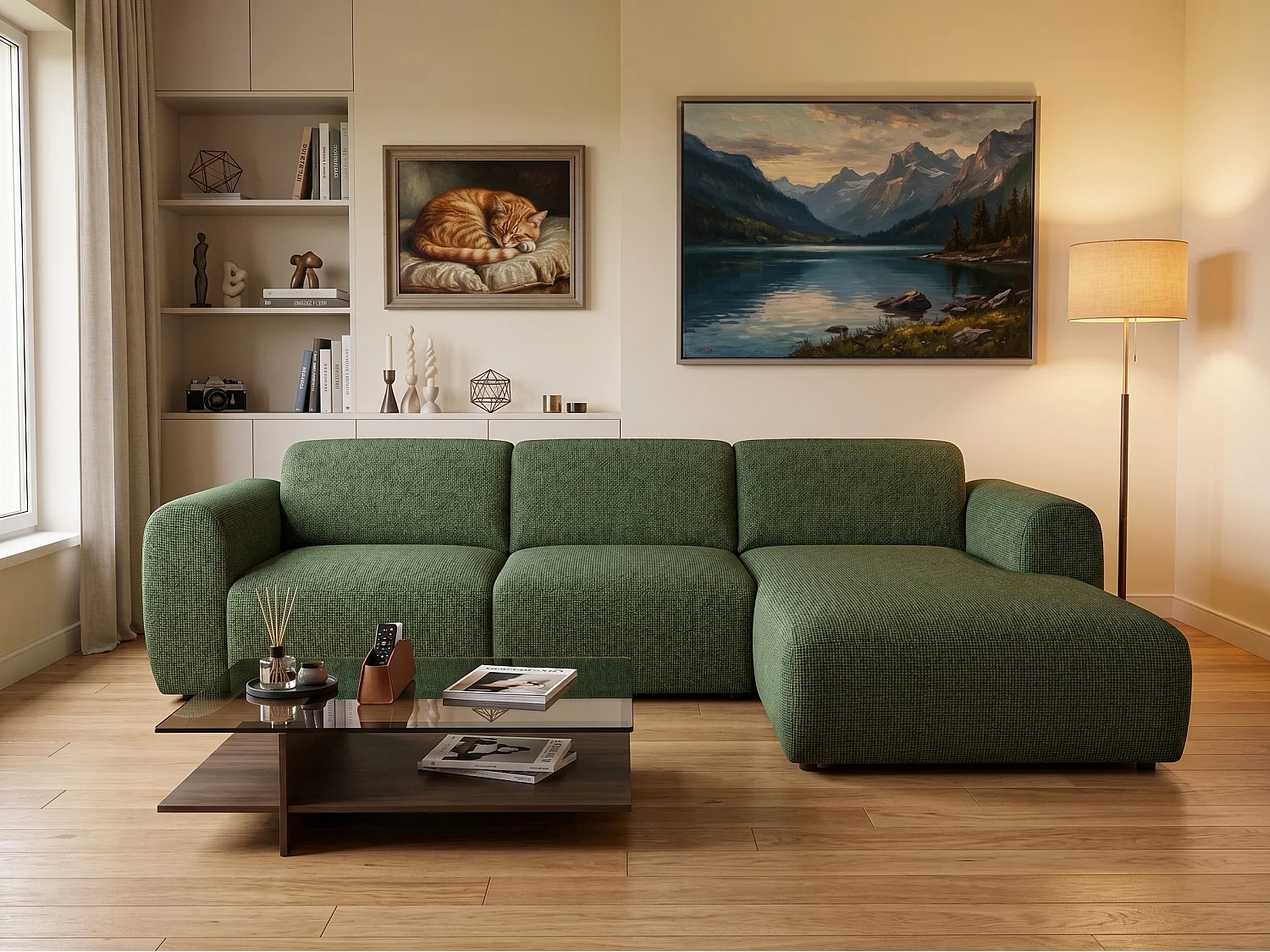 Canapé d’angle Softy – canapé d’angle luxe pour salon, assise moelleuse et élastique, grand canapé 297x180 cm