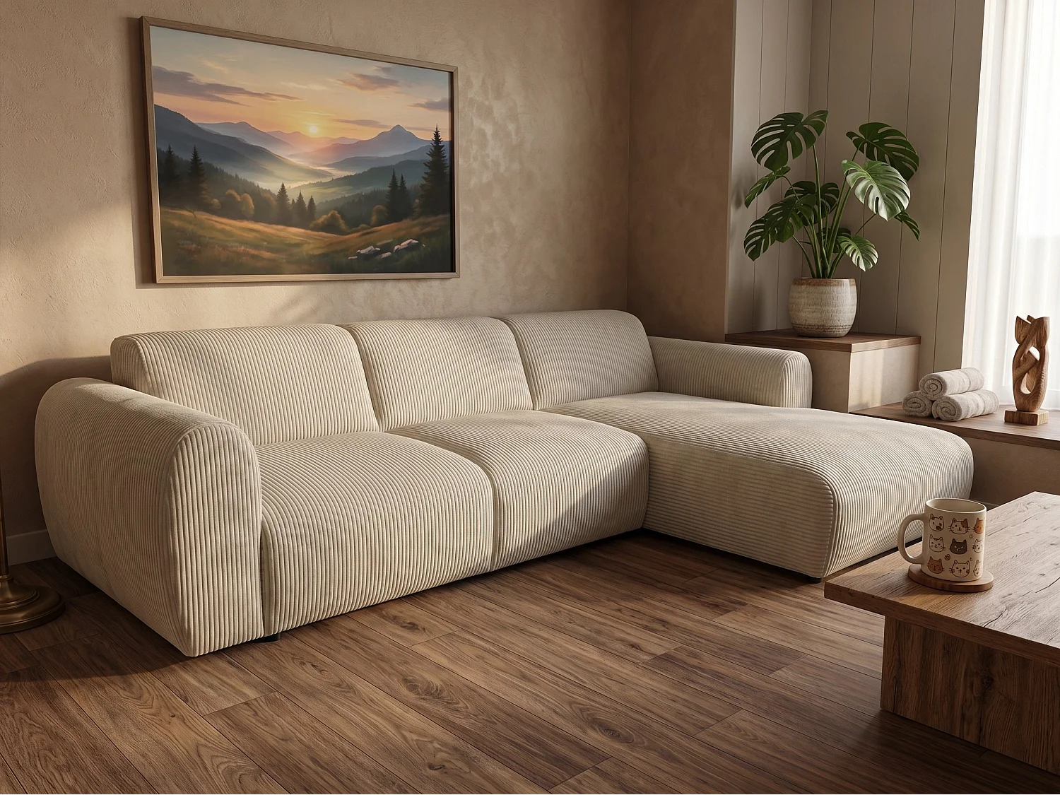 Canapé d’angle Softy – canapé d’angle luxe pour salon, assise moelleuse et élastique, grand canapé 297x180 cm